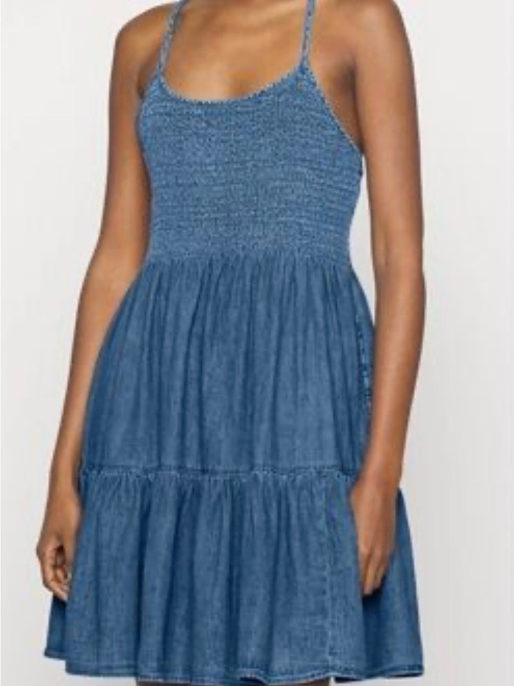 GAP Blue Smocked Tiered Mini Dress